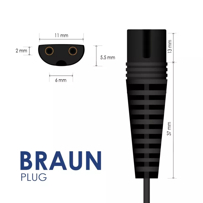 Akyga AK-PD-02 Netzteil für Braun Rasierer und Trimmer, 5,9 V, 600 mA, 3,5 W, 1,5 m