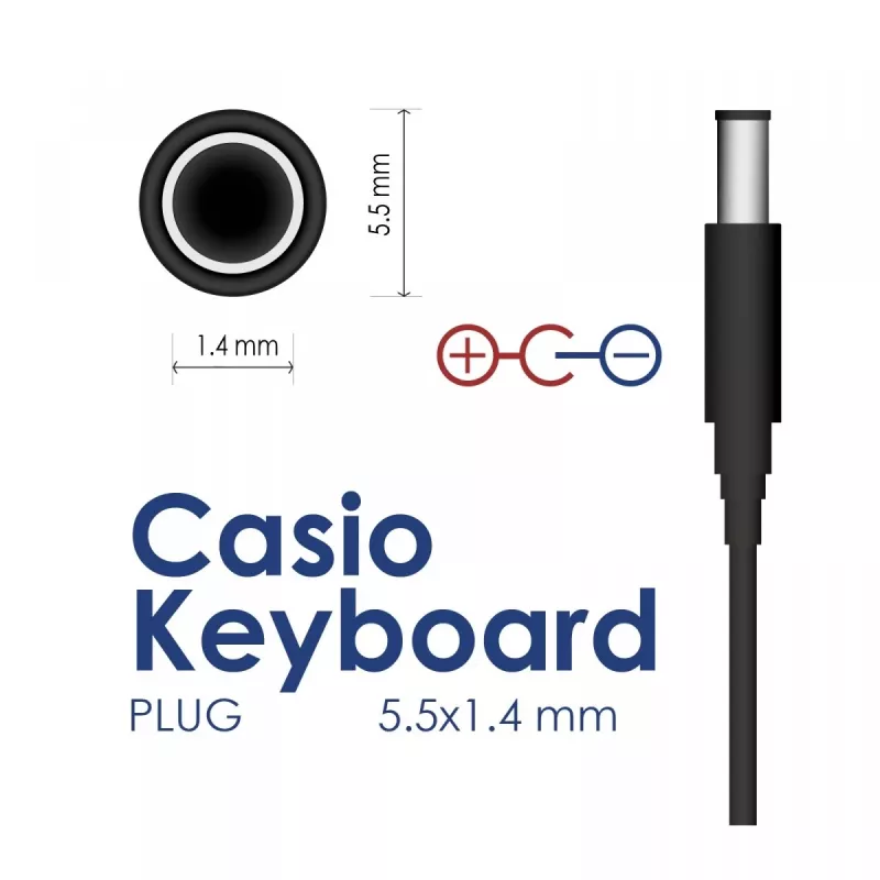 Akyga AK-PD-32 Netzteil für Casio Keyboards, 9 V, 1 A, 9 W, 5,5 x 1,4 mm, 1,5 m