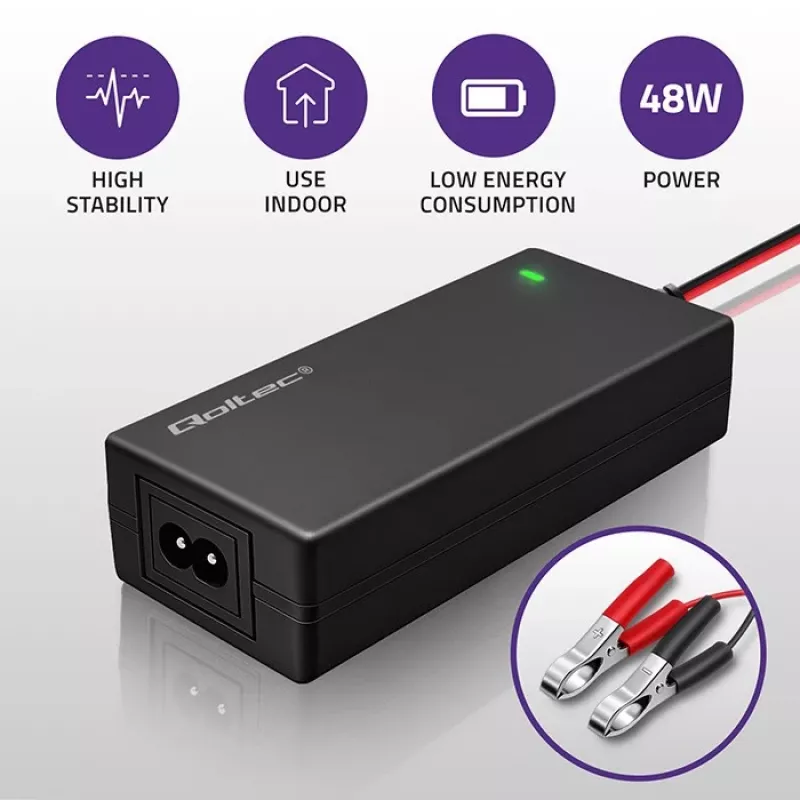 Qoltec Automatic Battery Charger AGM GEL STD 12V 4A 48W LED Cable 1,8m