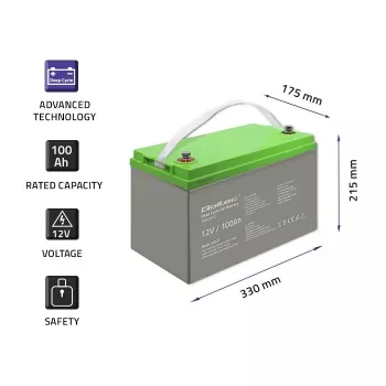 Qoltec 53077 USV-Batterie versiegelte Blei-Säure (VRLA) 12V 100Ah