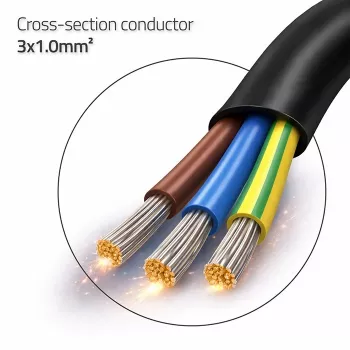 QOLTEC SCHUKO CEE Stromkabel Cu abisoliert und verlötet 1,5m Schwarz