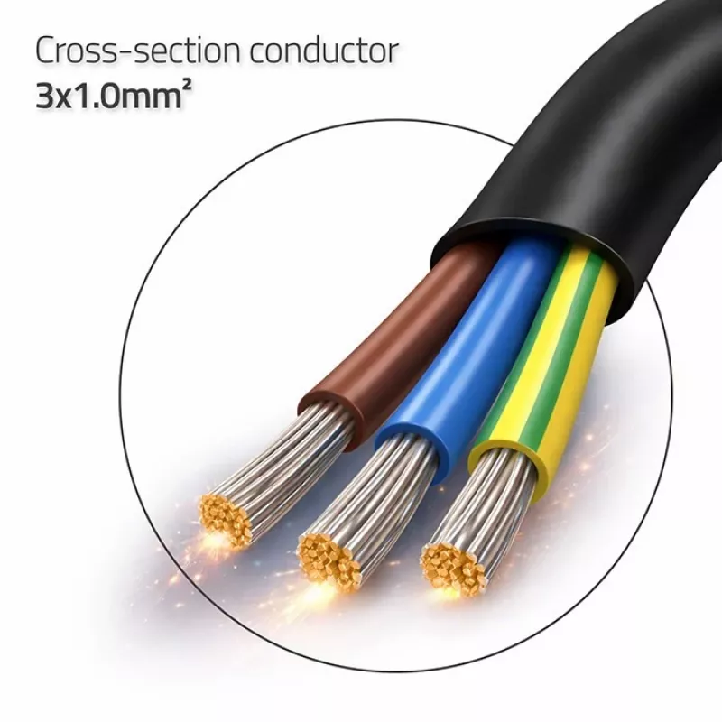 QOLTEC SCHUKO CEE Stromkabel Cu abisoliert und verlötet 1,5m Schwarz