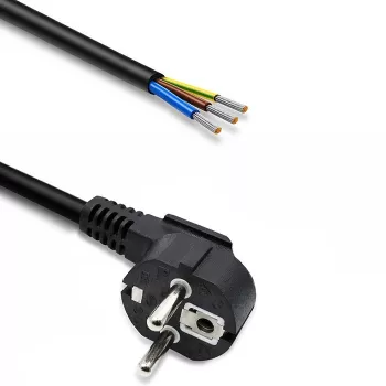 QOLTEC Stromkabel SCHUKO CEE Winkelstecker Cu abisoliert 1,5m Schwarz
