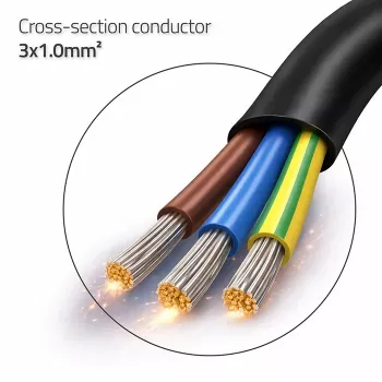QOLTEC Stromkabel SCHUKO CEE Winkelstecker Cu abisoliert 1,5m Schwarz