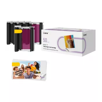 Liene 2x3 Fotopapier, 50 Blatt + 5 Tintenpatronen