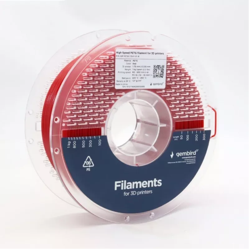 GEMBIRD Filament PETG High Speed, 1,75 mm, 1 kg, Rot