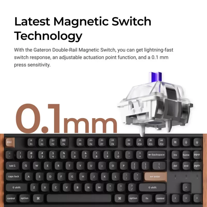 Keychron K8H-F1 75% Magnetic Wood Black Gaming-Tastatur