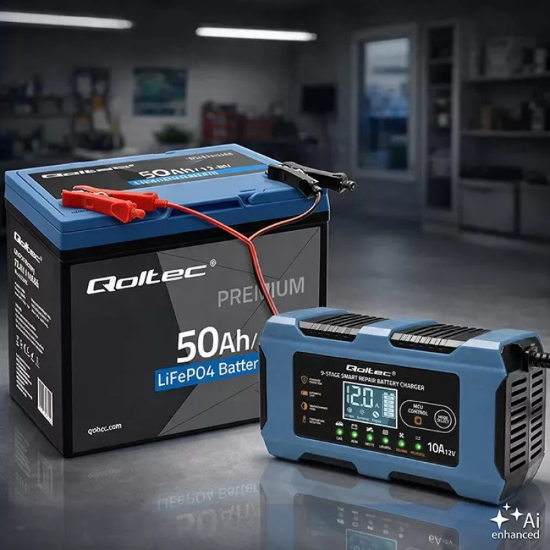 Qoltec 52668 Intelligentes Batterieladegerät 12V 10A mit Reparaturfunktion für AGM GEL LiFePO4