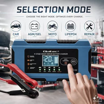 Qoltec 52669 Intelligentes Batterieladegerät 12V 6A mit Reparaturfunktion für AGM GEL LiFePO4
