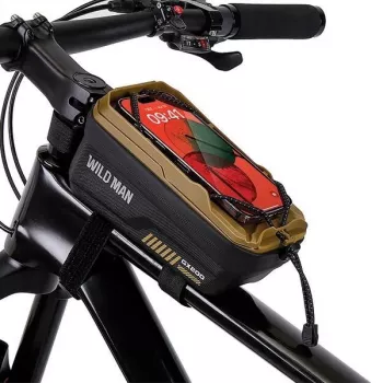 WILDMAN GX200 Fahrradrahmentasche mit Handyhalterung, Desert