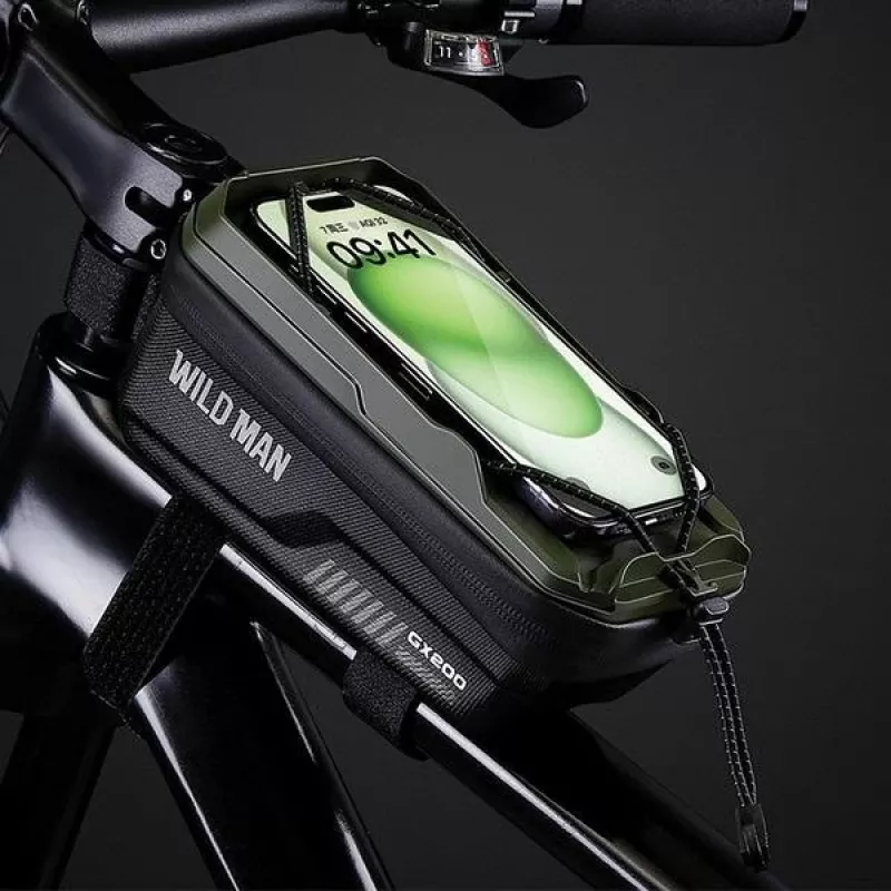 WILDMAN GX200 Fahrradrahmentasche mit Handyhalterung, Desert