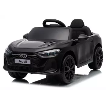 LEAN CARS Audi A5L HL788 Schwarz 12V batteriebetriebenes Kinderauto mit Fernbedienung für Eltern, LED-Leuchten, MP3, EVA-Schaumräder, Öko-Ledersitz, 30 kg max. Belastung, für Kinder von 3-8 Jahren