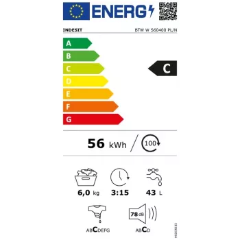 Indesit BTWWS60400PLN Toplader-Waschmaschine, 6 kg, 1000 U/min, Weiß