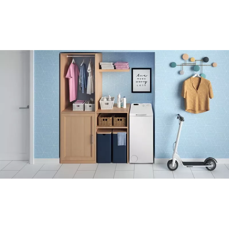 Indesit BTWS50400PLN Toplader-Waschmaschine, 5 kg, 1000 U/min, Weiß, Energieeffizienzklasse E