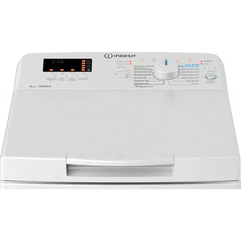 Indesit BTWS50400PLN Toplader-Waschmaschine, 5 kg, 1000 U/min, Weiß, Energieeffizienzklasse E