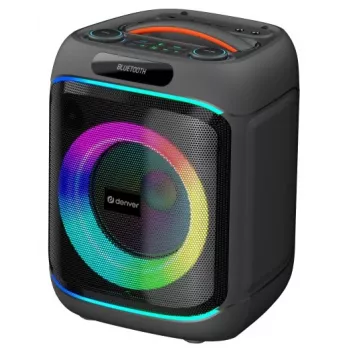 DENVER BPS-170 400W Bluetooth-Party-Lautsprecher mit RGB-Lichtern, TWS, Karaoke, FM-Radio, USB/SD/AUX/Mikrofon-Eingängen