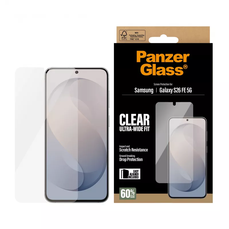 PanzerGlass Ultra-Wide Fit Displayschutzfolie für Samsung Galaxy S26 FE mit EasyAligner