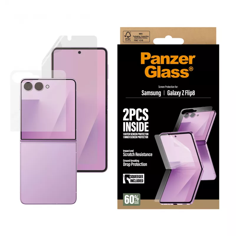 PanzerGlass PG65143 Displayschutz-Set für Samsung Galaxy Z Flip8, Cover Screen Glas + TPU-Folie