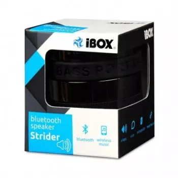 IBOX Lautsprecher STRIDER Bluetooth tragbarer kabelloser Lautsprecher mit FM-Radio, Freisprecheinrichtung, 5W RMS, 3,5mm AUX, USB, MicroSD, Schwarz