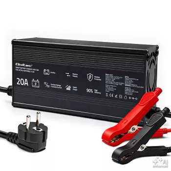 Qoltec 12V 20A intelligentes LiFePO4-Batterieladegerät mit LED-Anzeige und aktiver Kühlung