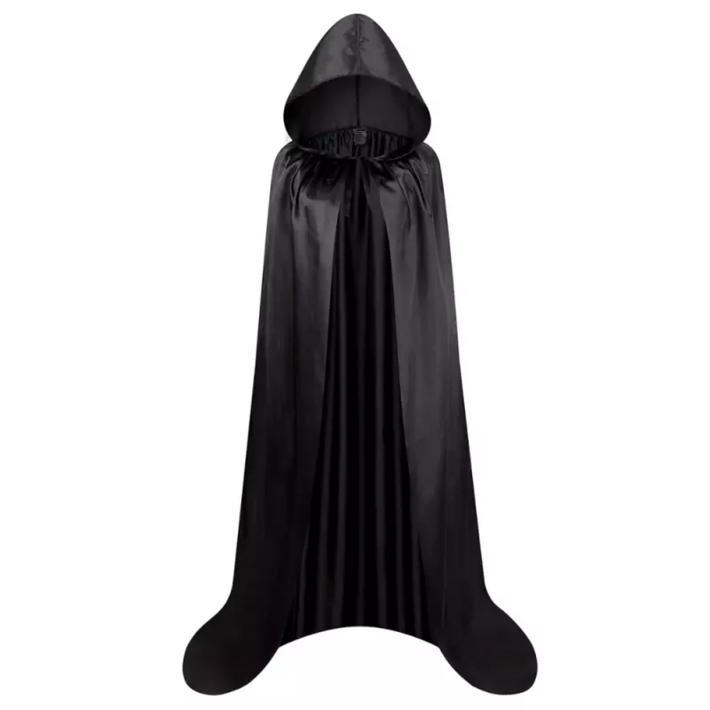 LEAN TOYS Umhang mit Kapuze Karneval Halloween Schwarz 150cm