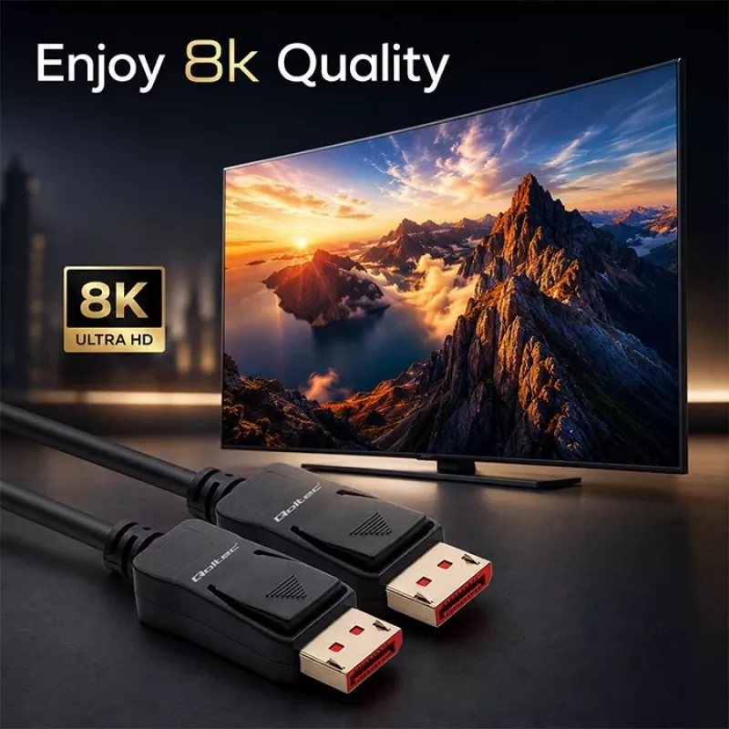 QOLTEC DisplayPort-Kabel M/M v2.1 40G 1,5 m
