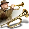 V-TONE VHT 1 Bb Signaltrompete Fanfare – Messing mit Klarlack, ventillos, 120 mm Schallstück, Mundstück inklusive