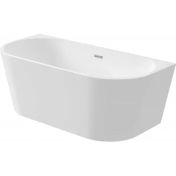 DEANTE KDS_015W Wandmontierte oder freistehende Acryl-Badewanne 150 cm, oval, weiß, 220 l Fassungsvermögen, integrierter Überlauf, inkl. Click-Clack-Ablauf