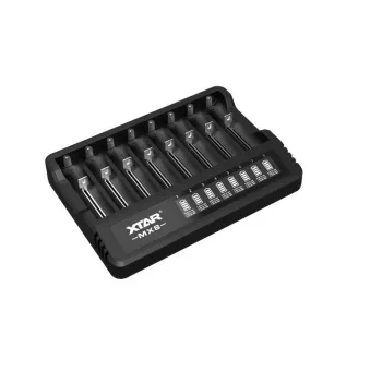 XTAR MX8 USB-C Li-Ion/Ni-MH Akkuladegerät, 3,7V/1,5V/1,2V