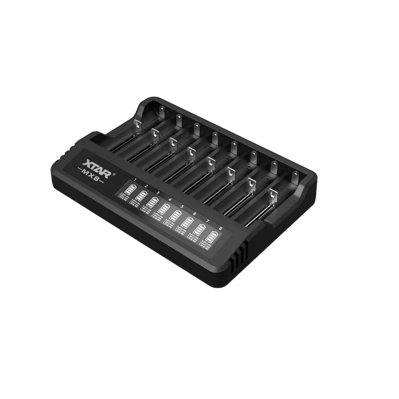 XTAR MX8 USB-C Li-Ion/Ni-MH Akkuladegerät, 3,7V/1,5V/1,2V