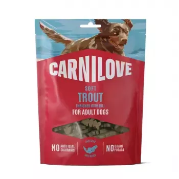 CARNILOVE Hundesnack weich mit Forelle und Dill 200 g – Getreidefreie Trainingsleckerlis für alle Rassen