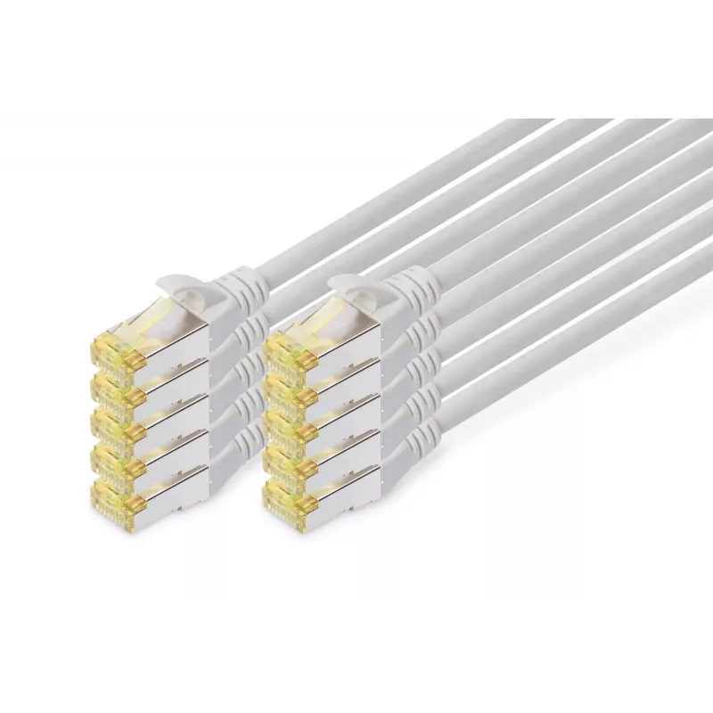 DIGITUS CAT6A S/FTP Patchkabel, 0,5 m, Grau, 10er-Pack