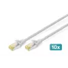 DIGITUS CAT6A S/FTP Patchkabel, 0,5 m, Grau, 10er-Pack