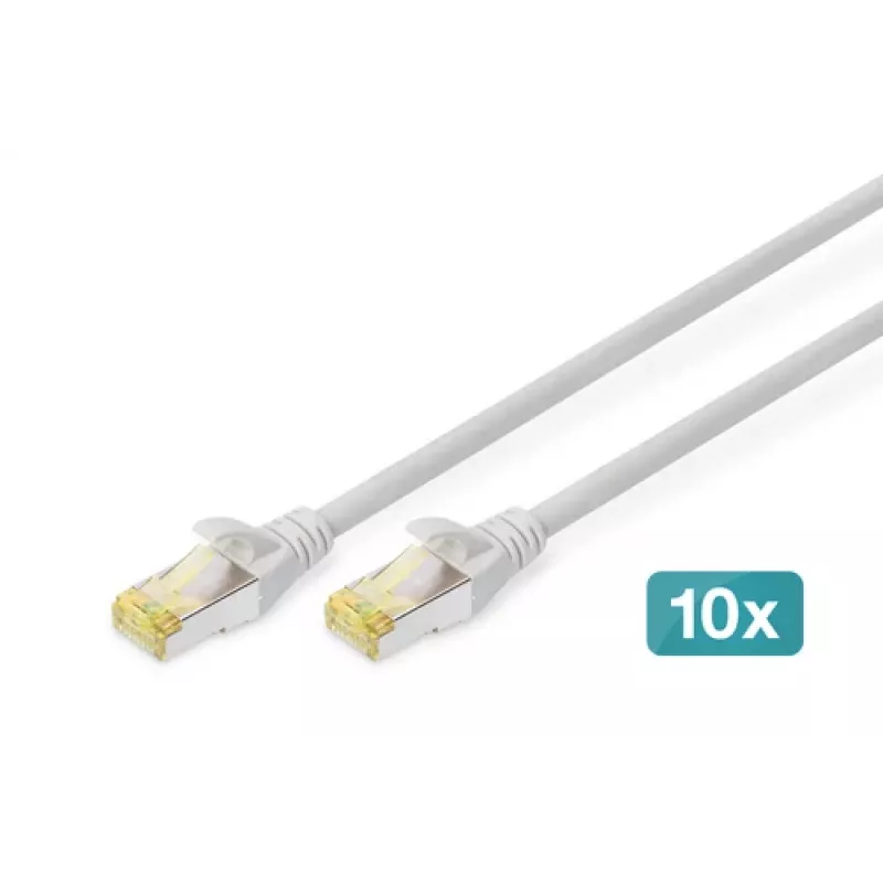 DIGITUS CAT6A S/FTP Patchkabel, 3 m, Grau, 10er-Pack