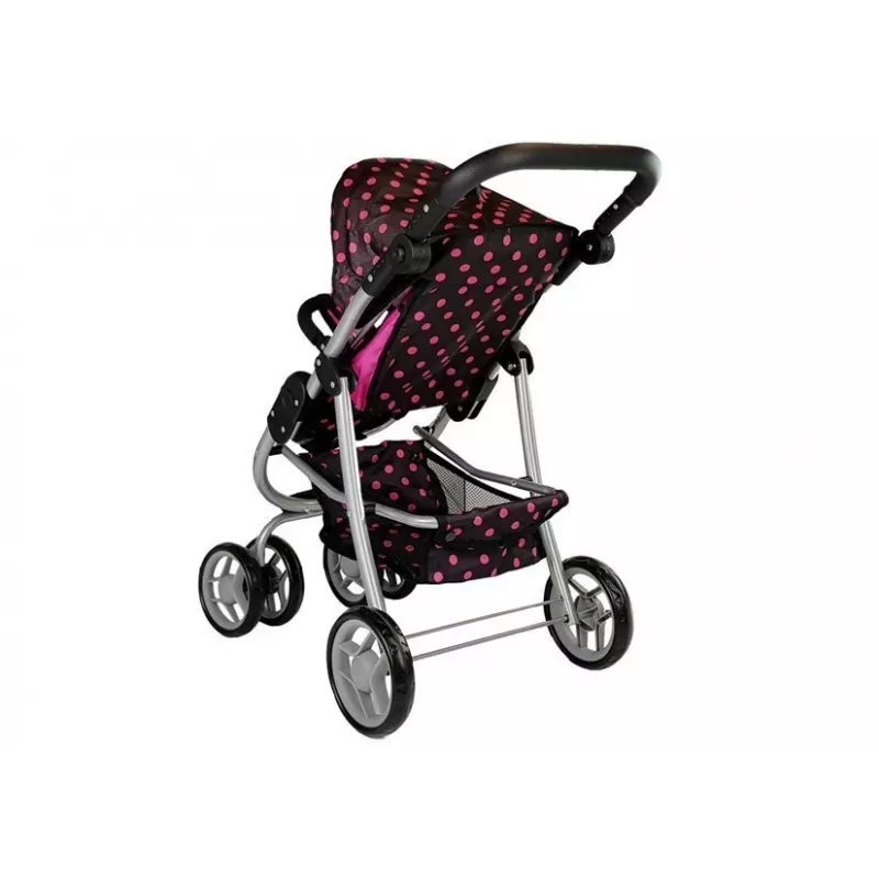 Lean Toys 2-in-1-Puppenwagen mit Tasche, Schwarz-Rosa 7706