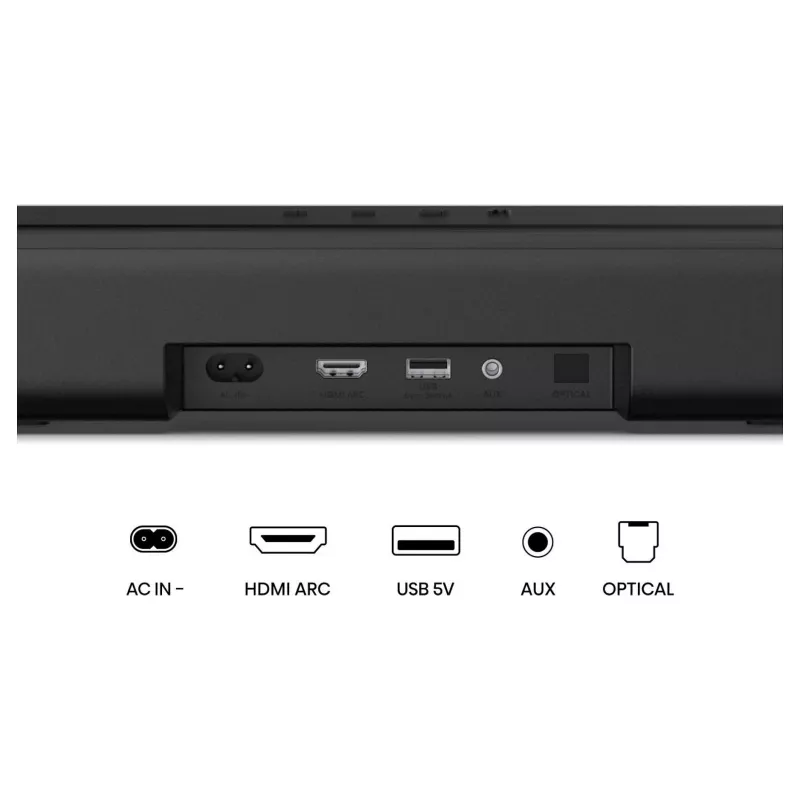 Hisense HS1000 Soundbar 2.0 Kanäle 60W Bluetooth HDMI ARC USB AUX Optisch Schwarz