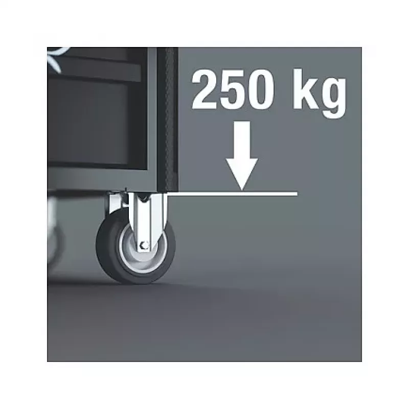 Wera 9700 Tool Rebel Werkstattwagen 1, 7 Schubladen, Edelstahl-Arbeitsplatte, Grün/Schwarz