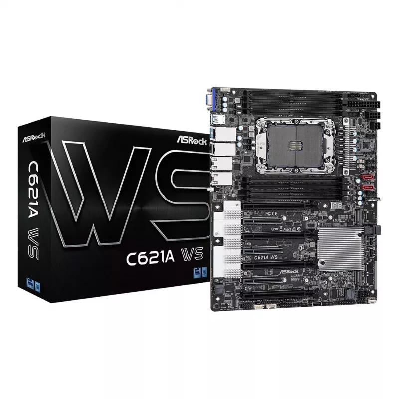 ASRock C621A WS Motherboard - Intel C621A Chipsatz - LGA4189 Sockel - CEB Formfaktor - 8x DDR4 DIMM - 2x 10GbE LAN - IPMI