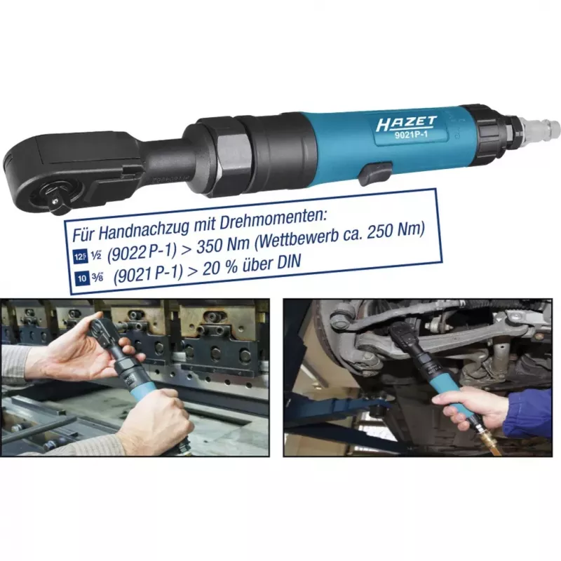 HAZET 9022P-1 Druckluft-Ratschenschrauber, 1/2 Zoll, 95 Nm, Schwarz/Blau