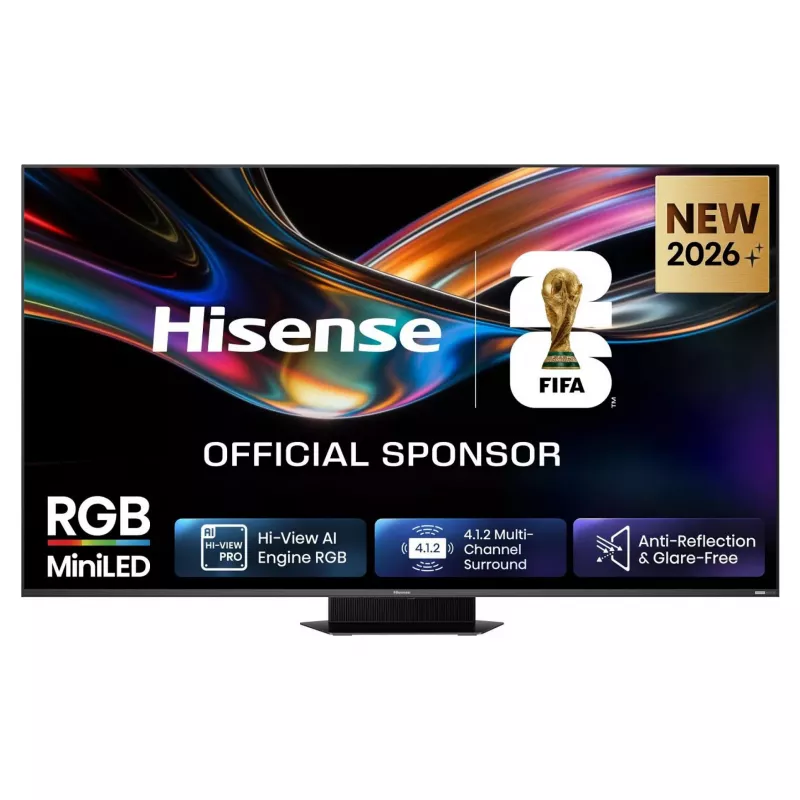 Hisense 65UR9DS 65-Zoll 4K UHD RGB MiniLED Smart-TV, 3840x2160, 170 Hz, 6 ms, HDR, HDMI, USB-C, LAN, WiFi, Bluetooth, Schwarz/Grau