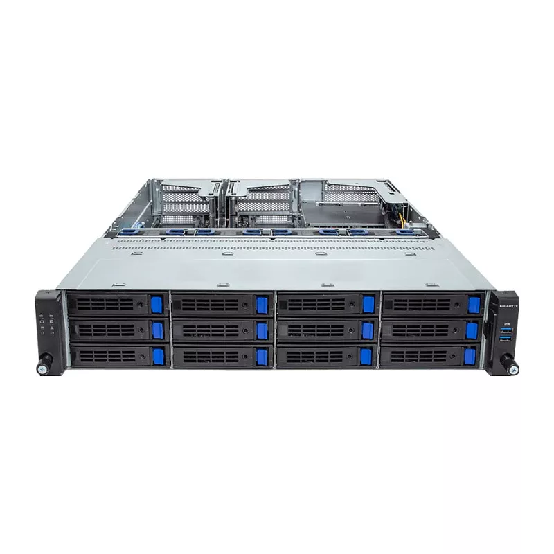 Giga Computing GigaByte R263-S30-AAH2 2U Rackmount-Server-Barebone, Intel der 5./4. Generation, 12x 3,5/2,5-Zoll-Schächte, 2x 1300-W-Netzteil