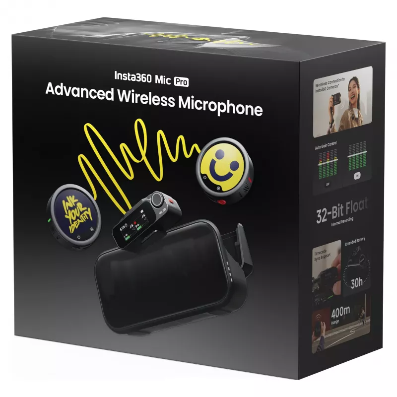 Insta360 Mic Pro (2 TX + 1 RX) – Digitales drahtloses Mikrofonsystem
