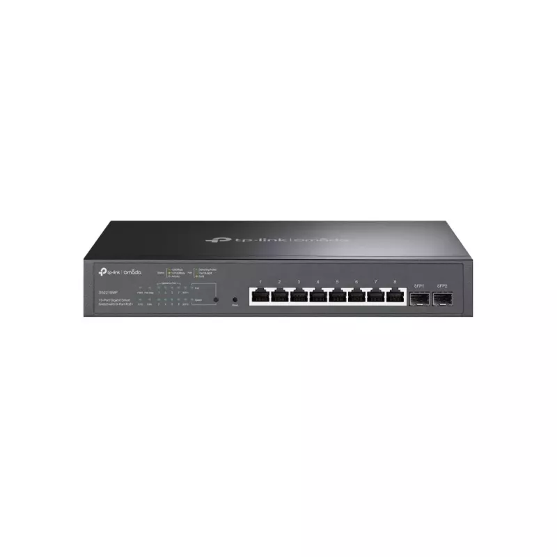 TP-Link Omada TL-SG2210MP Managed L2/L2+ PoE-Switch, 8x Gigabit RJ45, 20 Gbps Switching-Kapazität, Rackmontage 1U