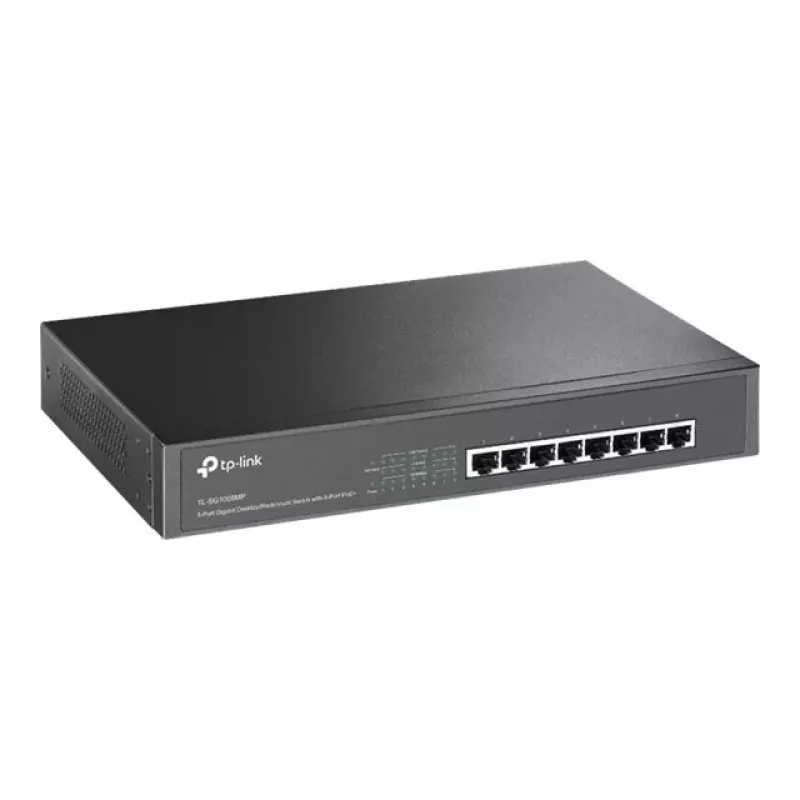 TP-Link TL-SG1008MP Unmanaged Gigabit PoE+ Switch, 8x Gigabit RJ45, 8x PoE+, 153 W, Schwarz
