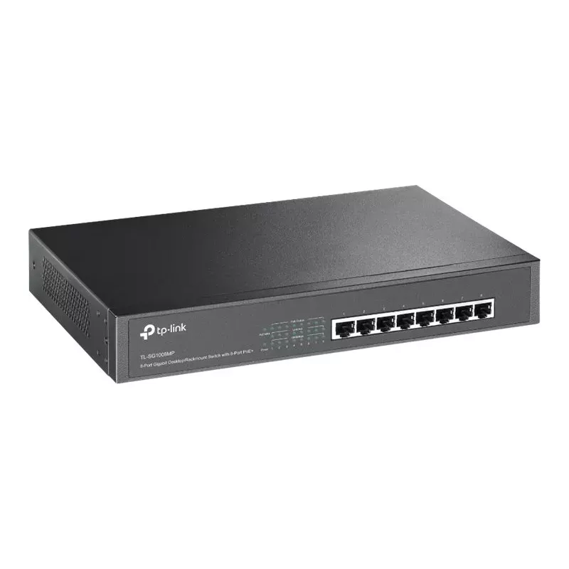 TP-Link TL-SG1008MP Unmanaged Gigabit PoE+ Switch, 8x Gigabit RJ45, 8x PoE+, 153 W, Schwarz