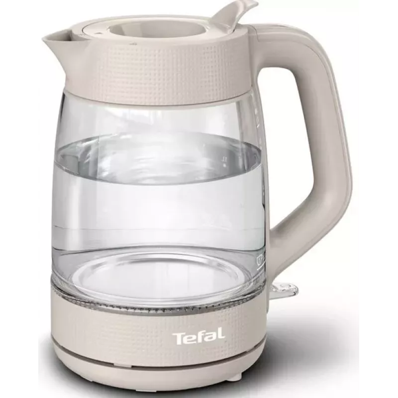 Tefal Morning Glass Elektro-Wasserkocher KO2G0BE0, 1,7 l, 2000 W, 360° drehbarer Sockel, Grau/Transparent