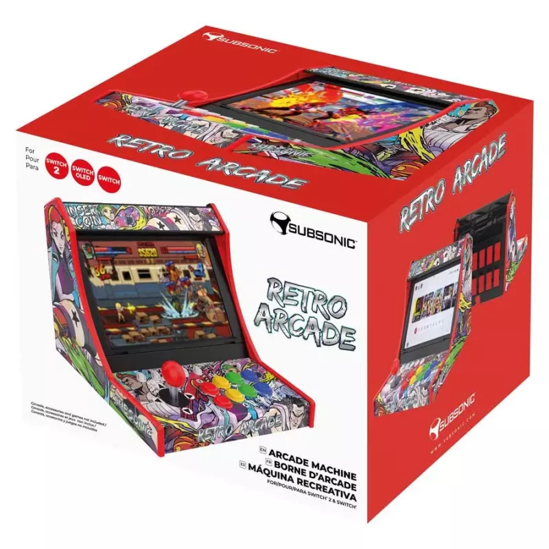 Subsonic Retro Arcade Dockingstation für Nintendo Switch, Arcade-Joystick mit 8 mechanischen Tasten, Laden & Spielen