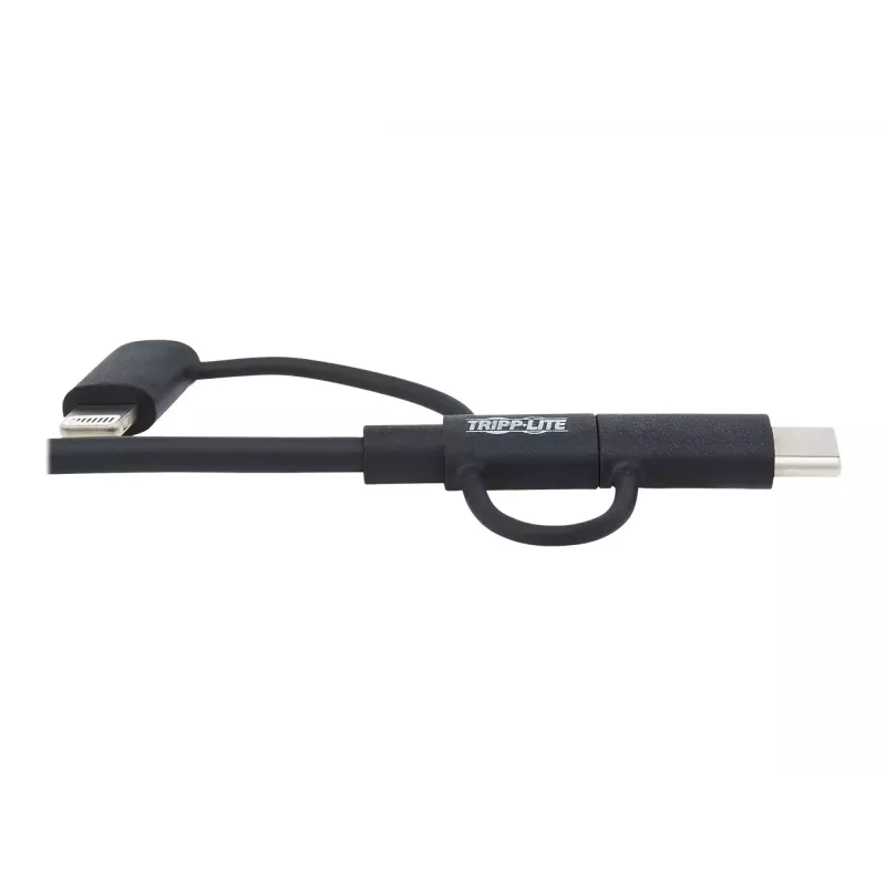 Eaton Tripp Lite Series Universal USB-A auf Lightning, USB Micro-B und USB-C Sync-/Ladekabel (M/3xM), MFi-zertifiziert, Schwarz, 1,8 m