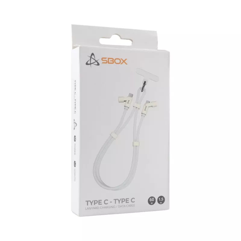 SBOX Lanyard White USB-C-auf-USB-C-Kabel 1,5 m Weiß