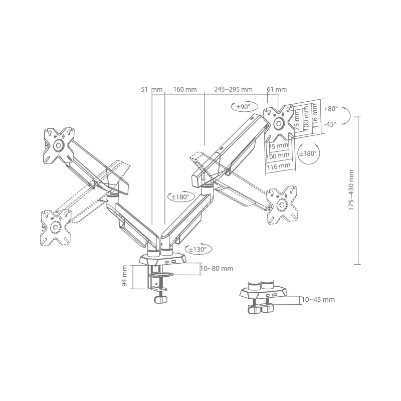 White Shark KHUFU-II GMS-3211 / 2 Monitor Desktop Mount